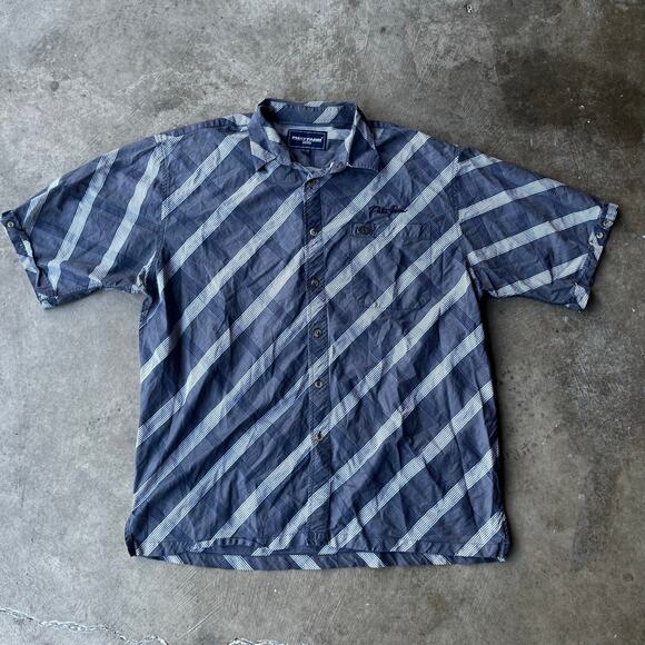 VINTAGE PHAT FARM NYC BUTTON UP SHIRT MENS XL STRIPED Y2K 00S BAGGY LOOSE - Picture 1 of 5